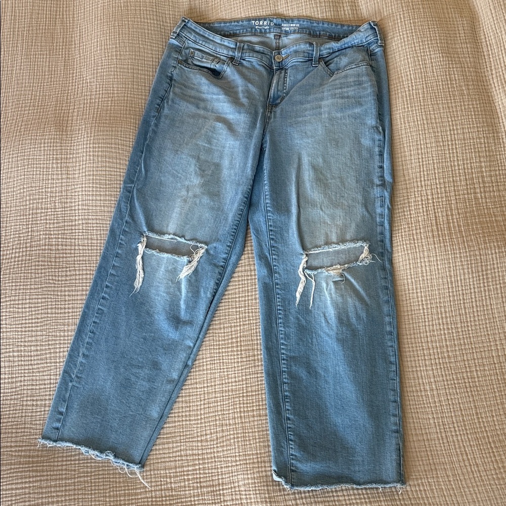 torrid Light Wash Distressed Boyfriend Jeans